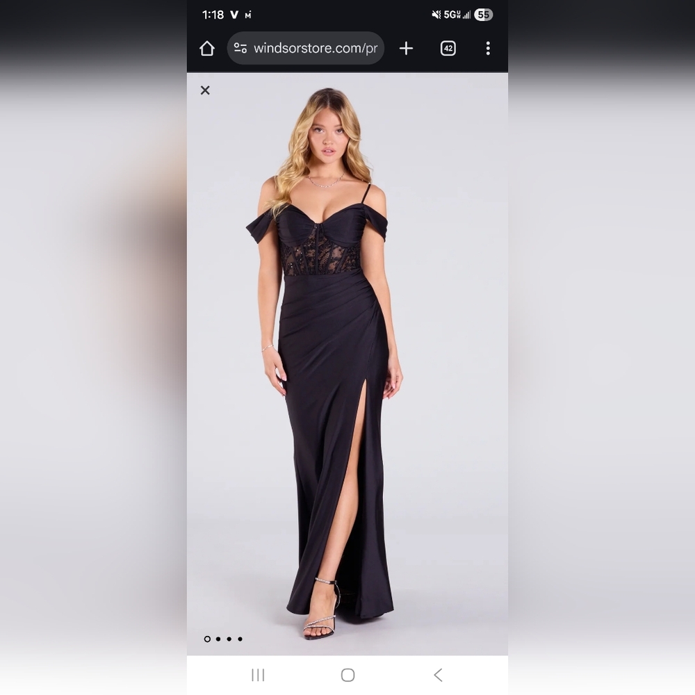 Windsor Black Off-Shoulder Maxi Dress